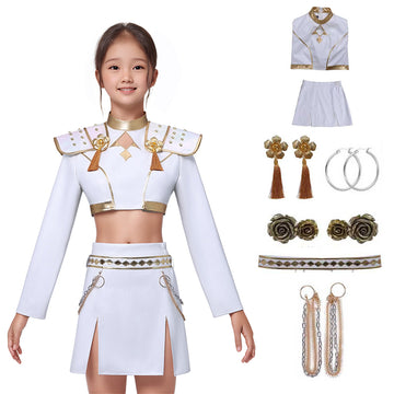Ready To Ship Kpop Demon Hunters Zoey Costume Kids White Stage Dance Outfit Halloween BEcostume